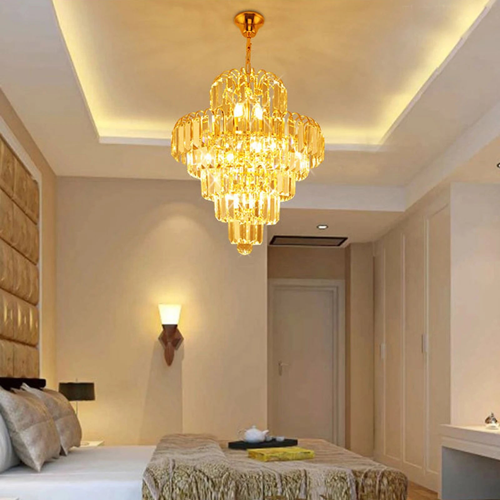 Elegant Modern Ceiling Light K9 Crystal Chandelier Pendant Lighting Fixture Lamp