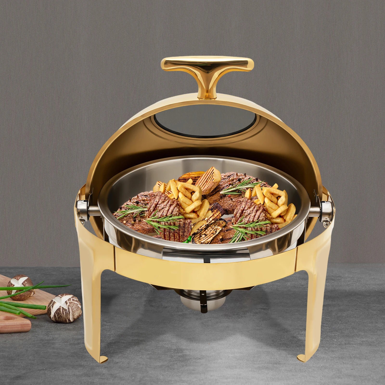 Round Chafing Dish Buffet Set, Buffet Warmers Set, Roll Top Stainless Steel.
