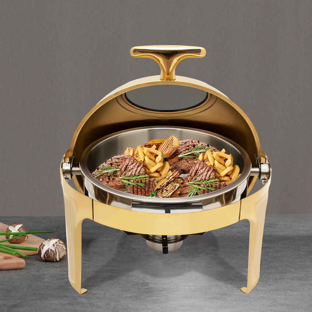 Round Chafing Dish Buffet Set, Buffet Warmers Set, Roll Top Stainless Steel.