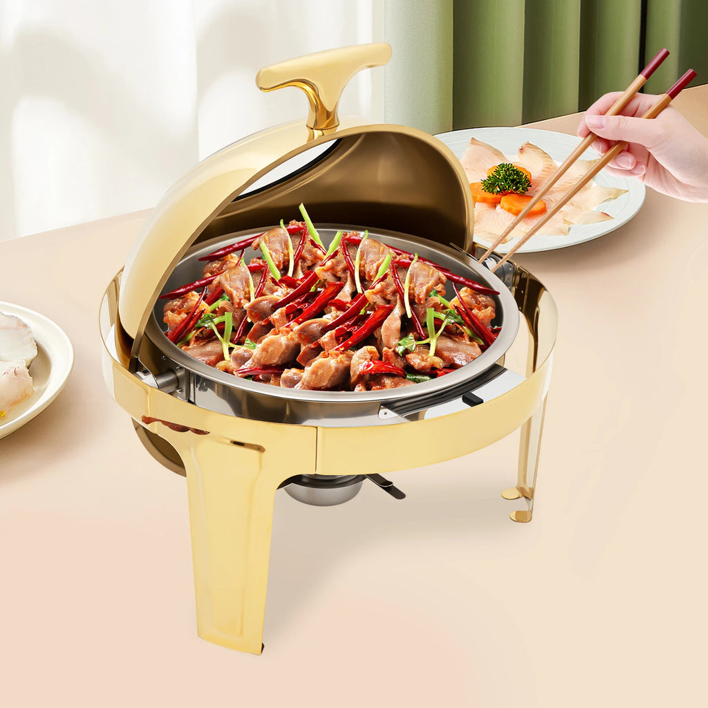 Round Chafing Dish Buffet Set, Buffet Warmers Set, Roll Top Stainless Steel.