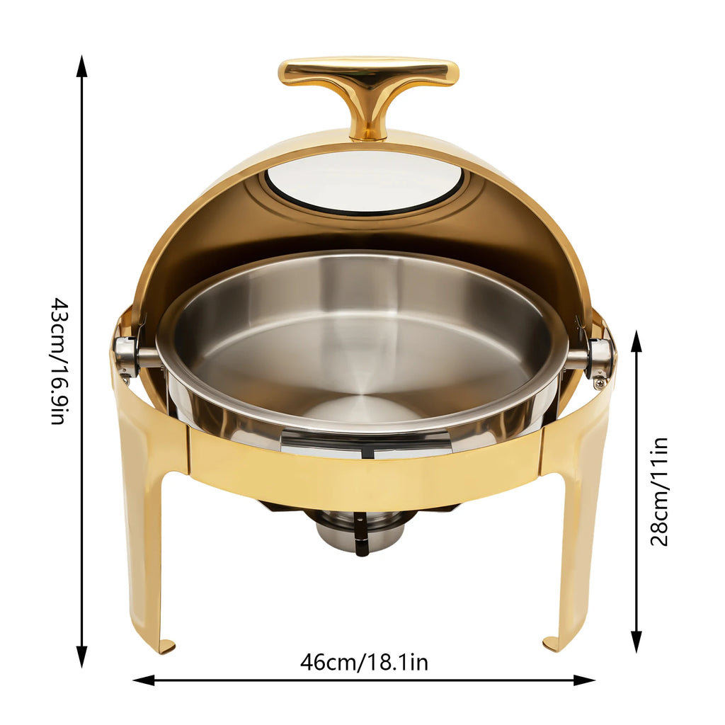 Round Chafing Dish Buffet Set, Buffet Warmers Set, Roll Top Stainless Steel.