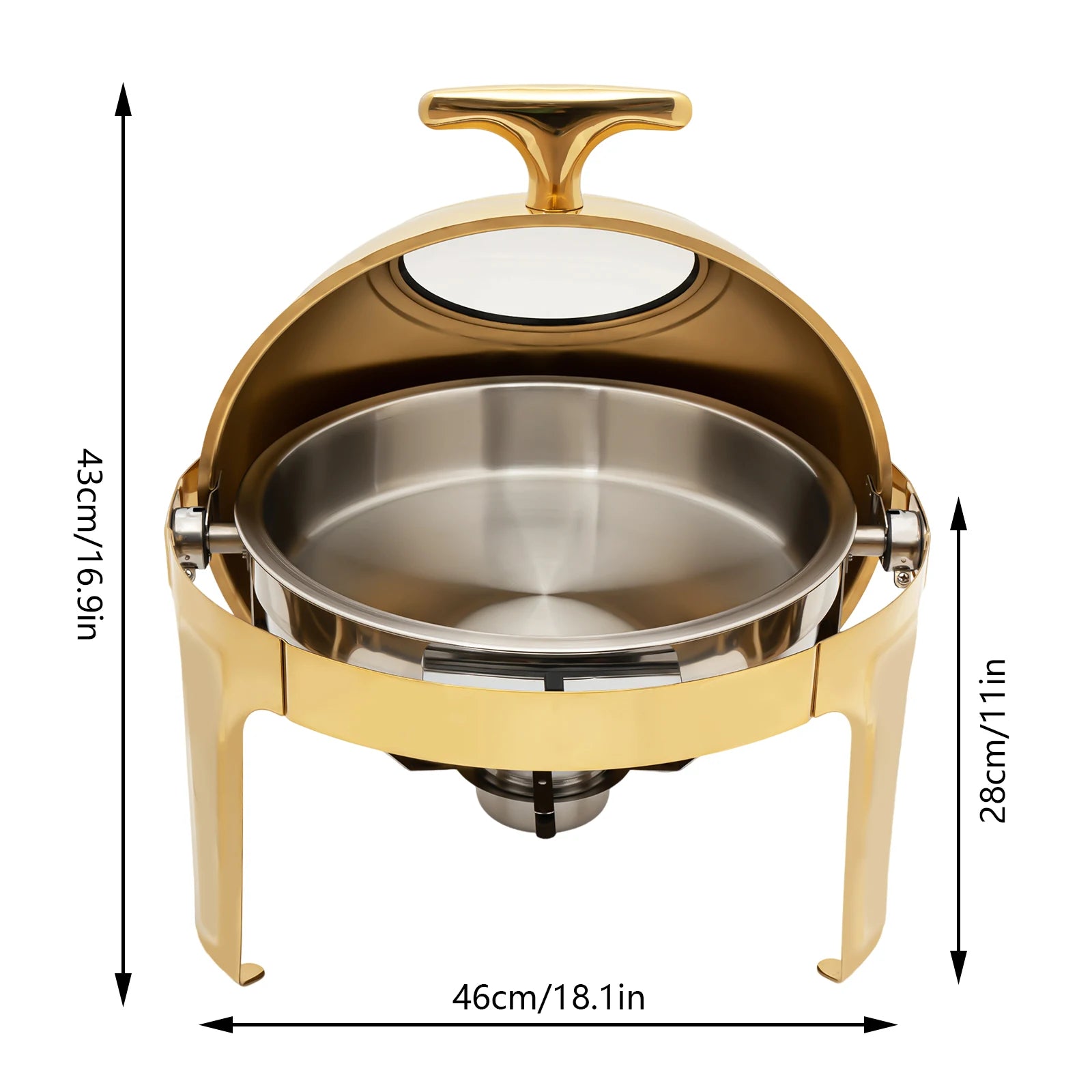 Round Chafing Dish Buffet Set, Buffet Warmers Set, Roll Top Stainless Steel.