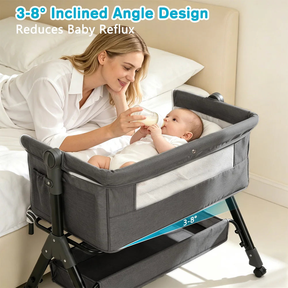 Portable Baby Bassinet Foldable Height Splicing Baby Cradle 3 in 1