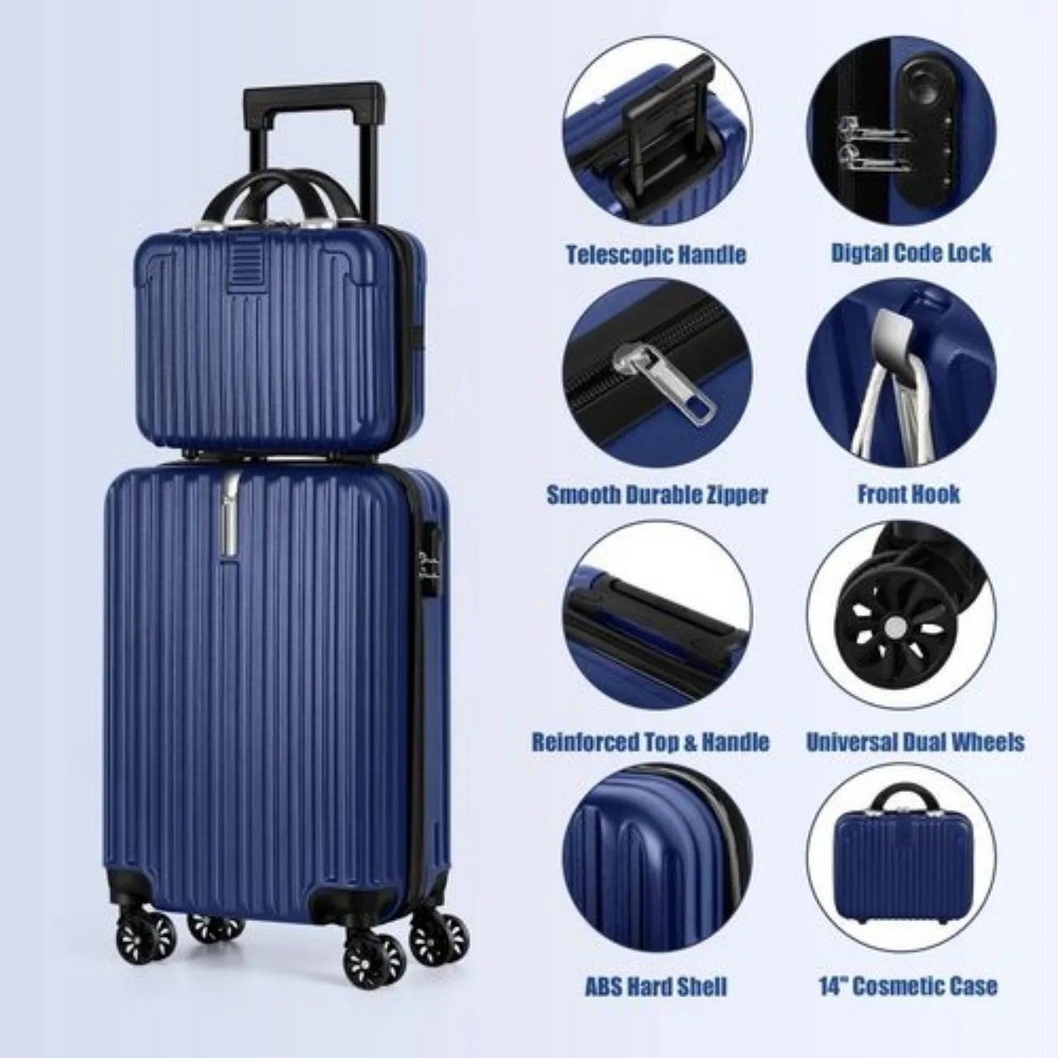 2-Piece Hardshell Luggage Set (20"+14") - Nesting Spinner