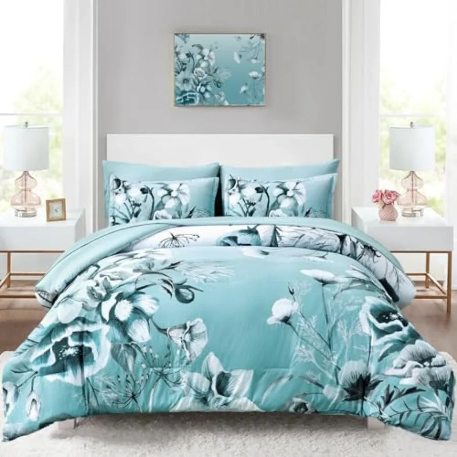 Floral Comforter Set 7 Pcs Flower Bed in a Bag