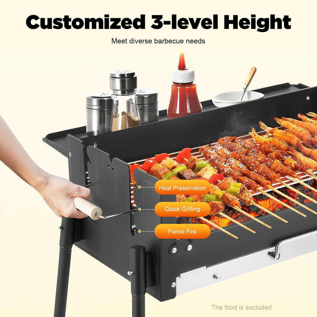 70*40*23.5cm Barbecue Charcoal Grill Stainless Steel Folding Portable