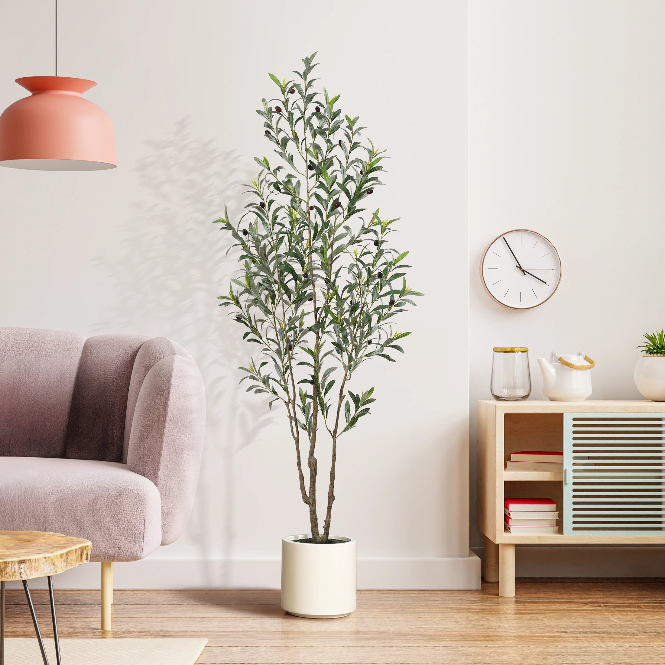 Artificial Olive Tree With Large White Planter,