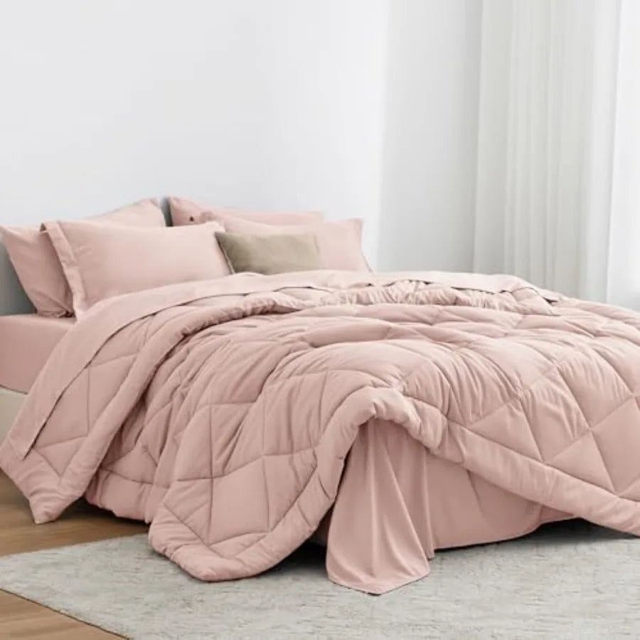 Comforter Set 7 Pieces Bed in a Bag All Season Bedding Sets