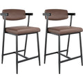 2PCS Counter Height Bar Stools  ,Upholstered PU Leather Dining Chair