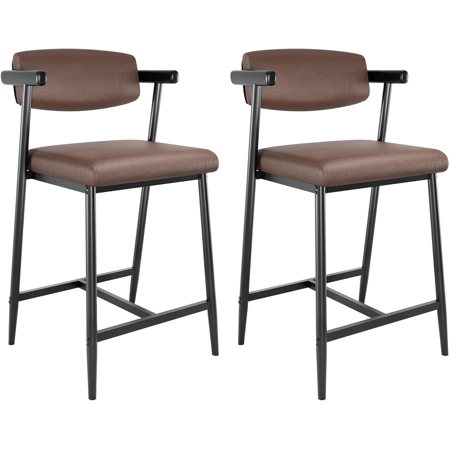 2PCS Counter Height Bar Stools  ,Upholstered PU Leather Dining Chair