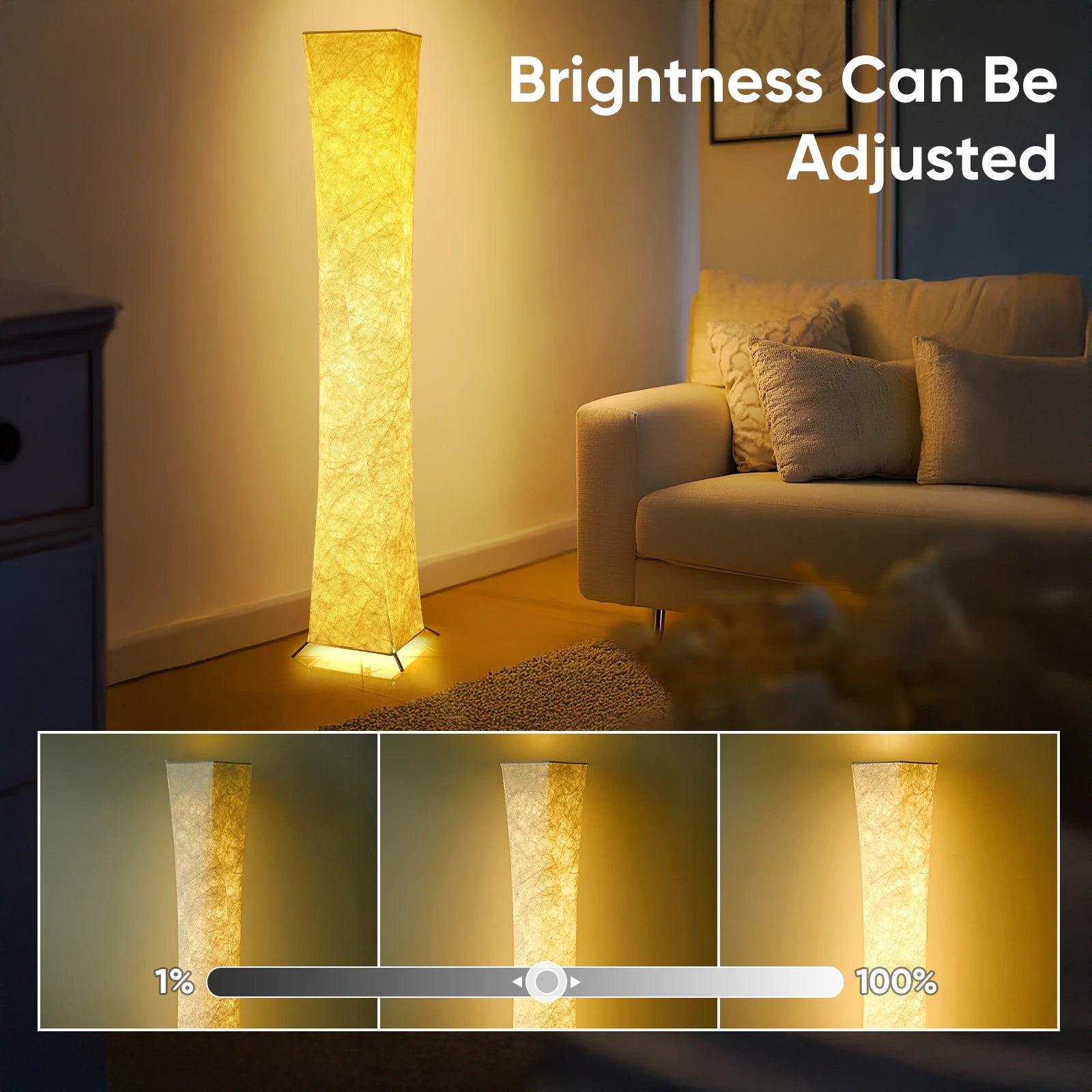 Soft Light Floor Lamp, 52" Simple Design Morden Slim Warm Light