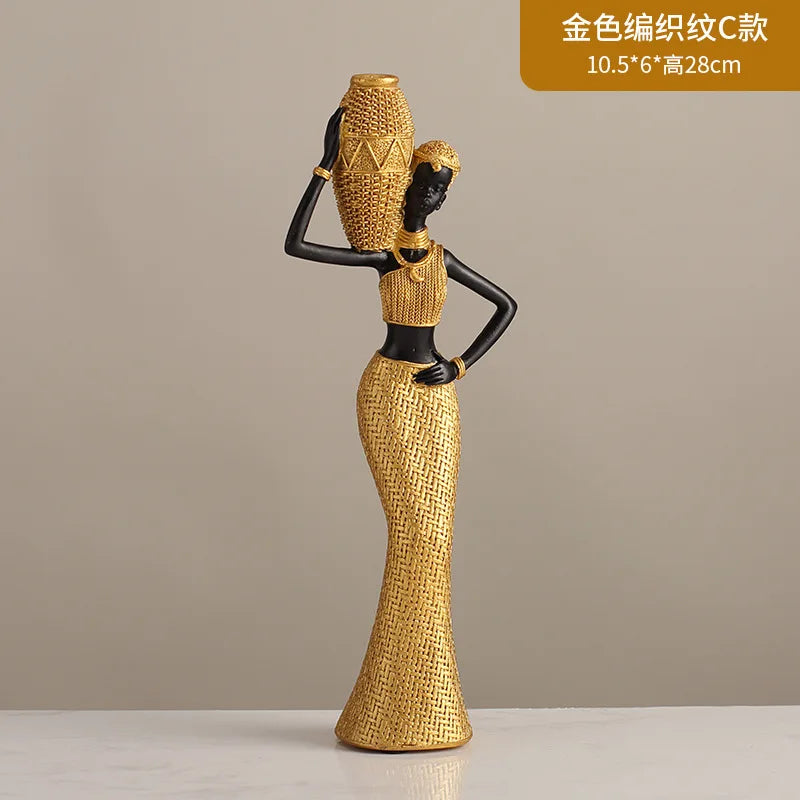 African Tribal Home Decor, Vintage Woven Pattern Resin Sculpture,