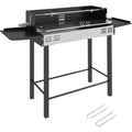 3-Level Charcoal Rotisserie Grill with Folding Shelves, Wind Guard,