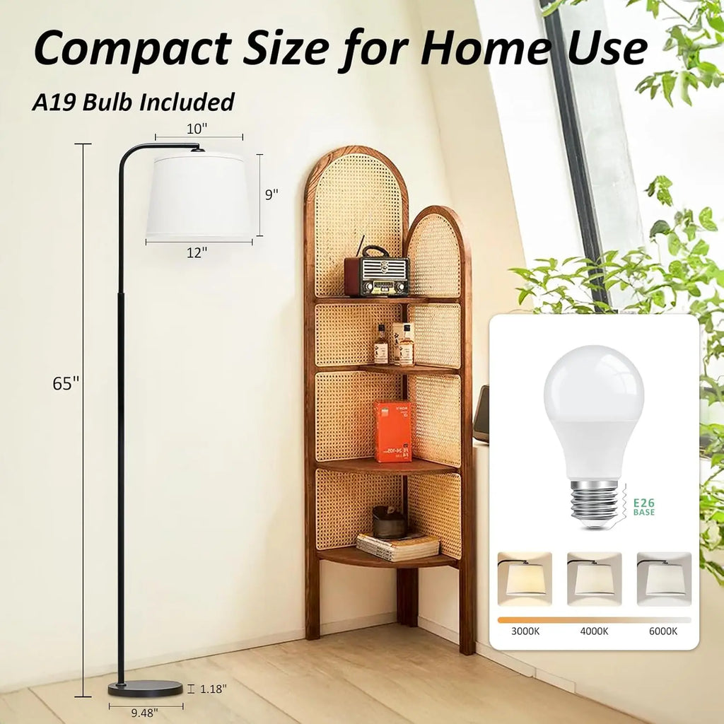 Arc Floor Lamp with 3 Color Temperatures, Adjustable Head, and Foot Switch