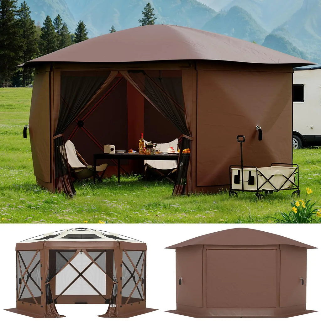 13FT  Gazebo 6-Sided  Canopy Tent With Mosquito Netting,