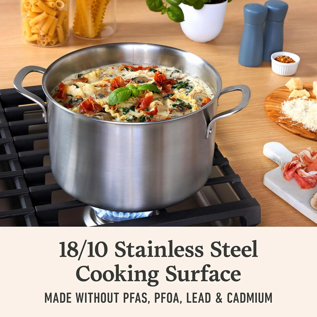 3-Ply Stainless Steel Cookware Set with Turbo Heat Tech,