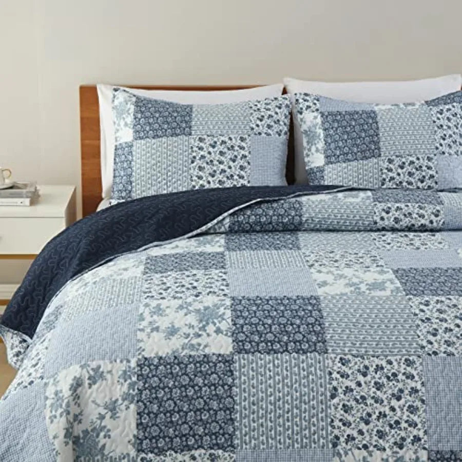 3-Piece King Quilt Set Lightweight Soft  Patchwork Bedspread