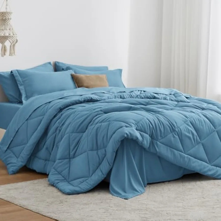 Comforter Set 7 Pieces Bed in a Bag All Season Bedding Sets