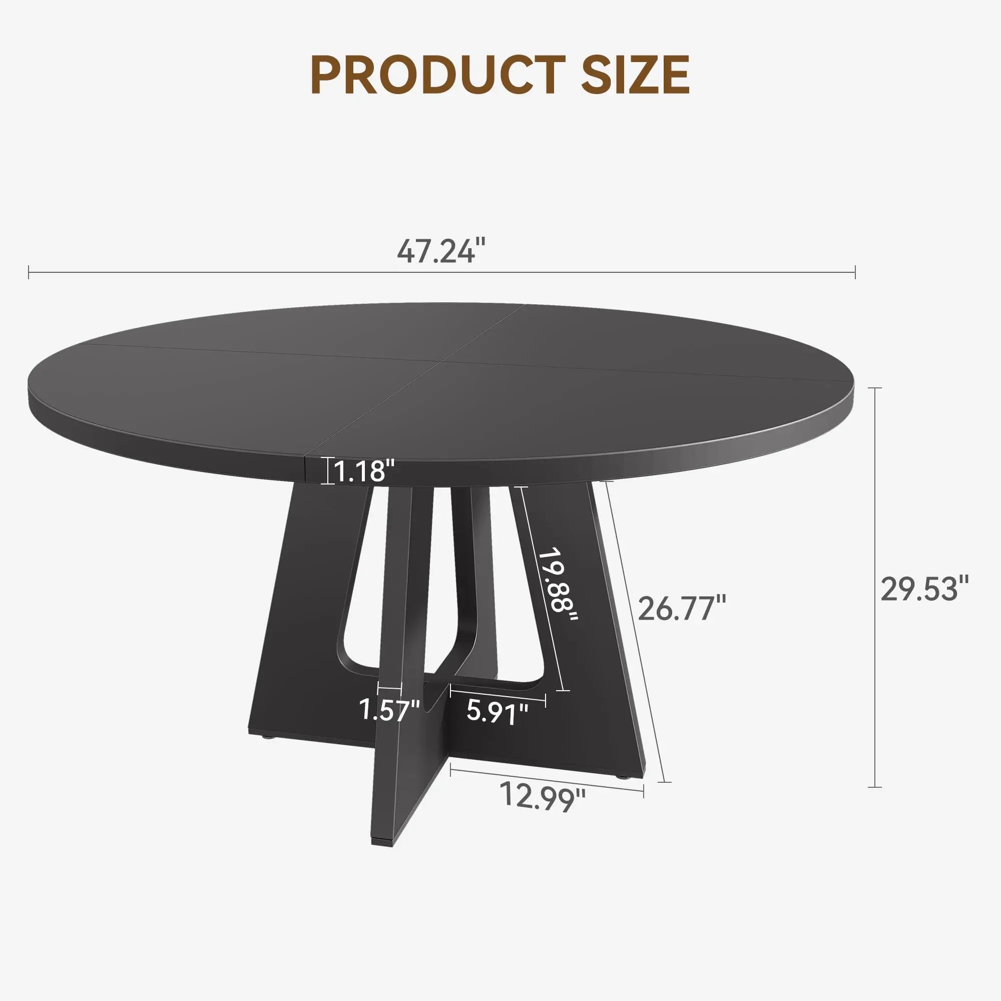 47-Inch Round Dining Table Large Wooden Kitchen Table For 4 to 6,