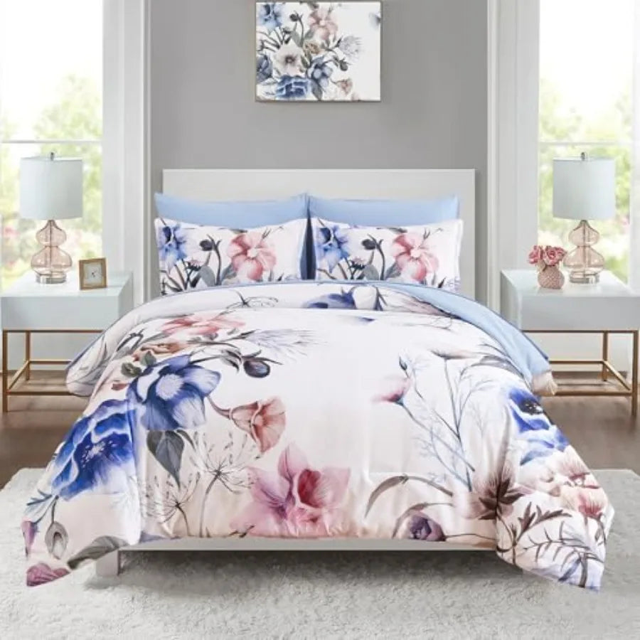 Floral Comforter Set 7 Pcs Flower Bed in a Bag