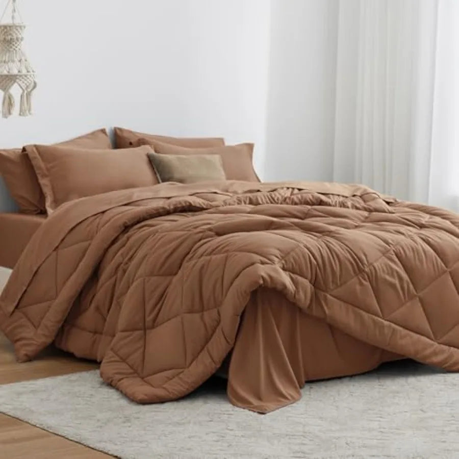 Comforter Set 7 Pieces Bed in a Bag All Season Bedding Sets