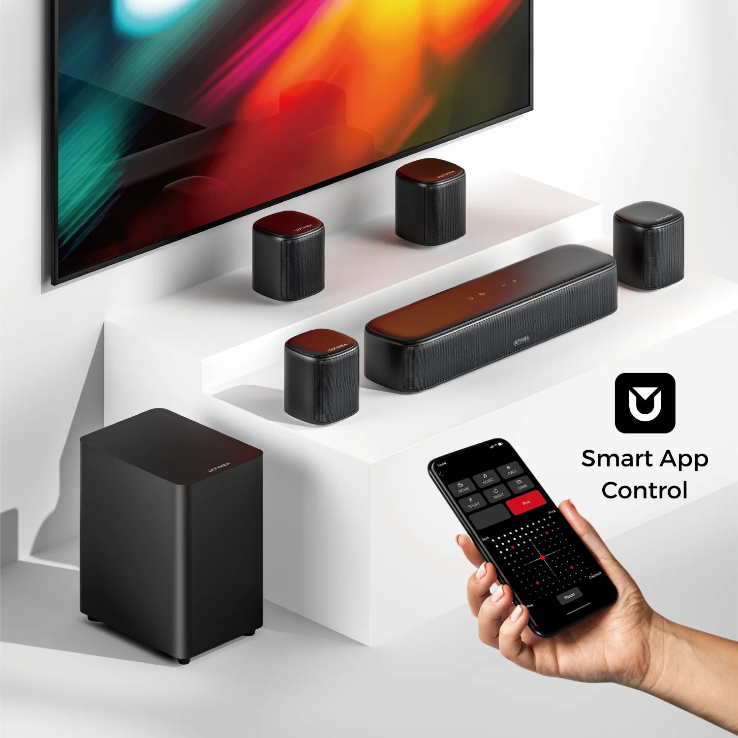 ULTIMEA 7.1 Channel Sound Bar System for TV with 4 Surround Speakers,