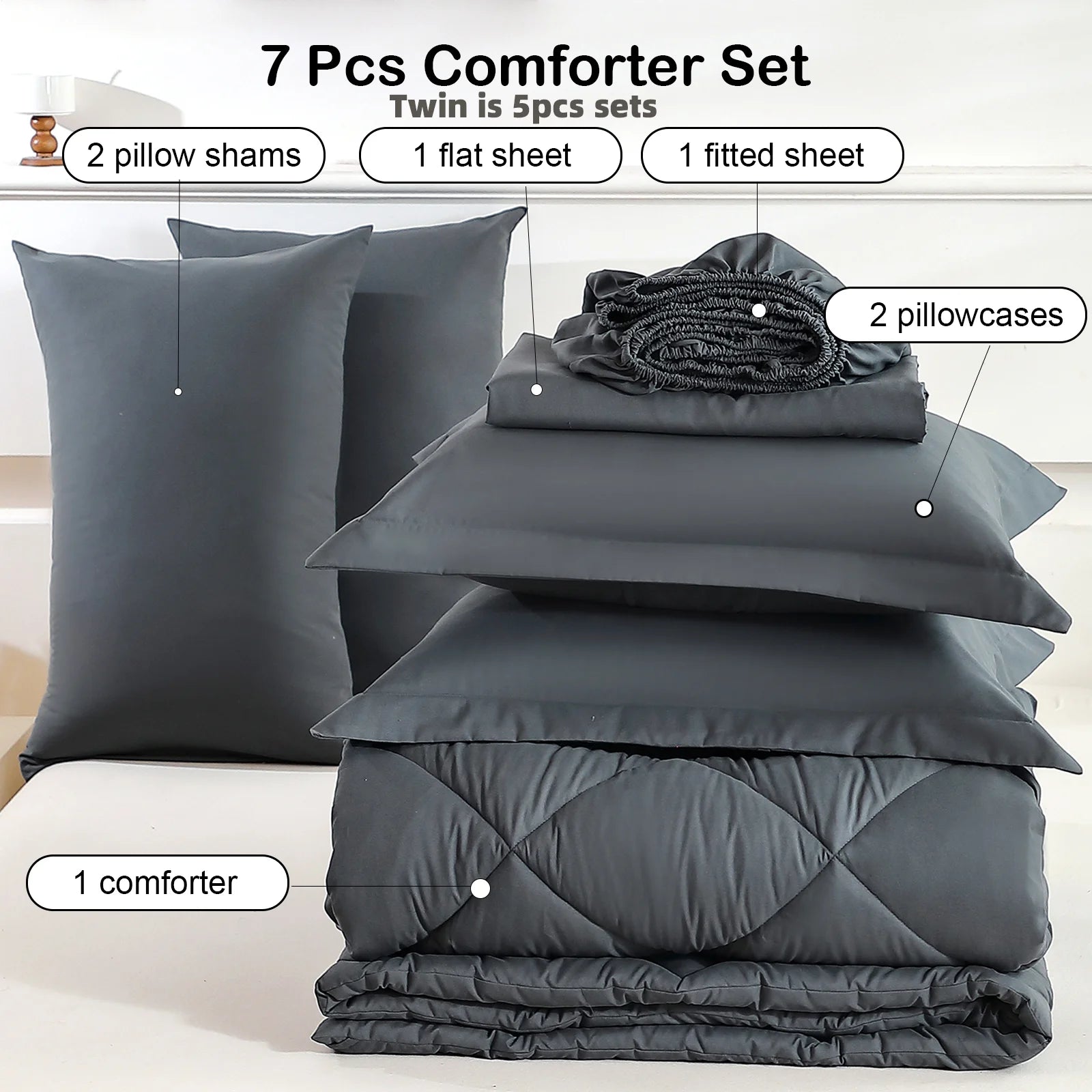 5pcs/7pcs Twin Full Queen King Bedding Sets Home Decor