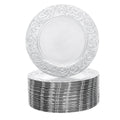 100 Pcs Silver Round Charger Plates Set, Reusable Serving Plates Disposable Platters for Wedding Party Banquets Picnics