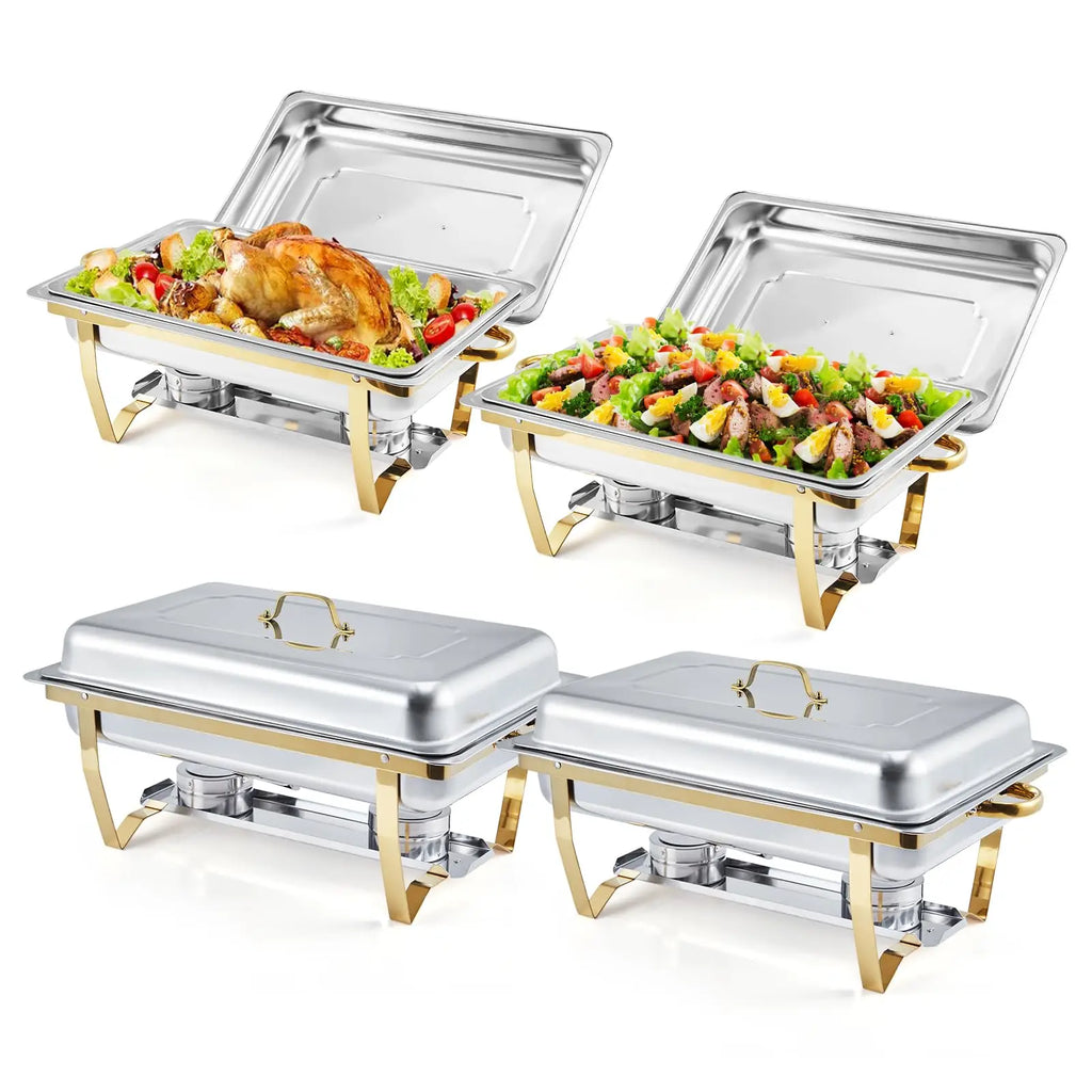 4 Pack Buffet Chafing Dish Set, 24.4X14X12 Inches Single Compartment