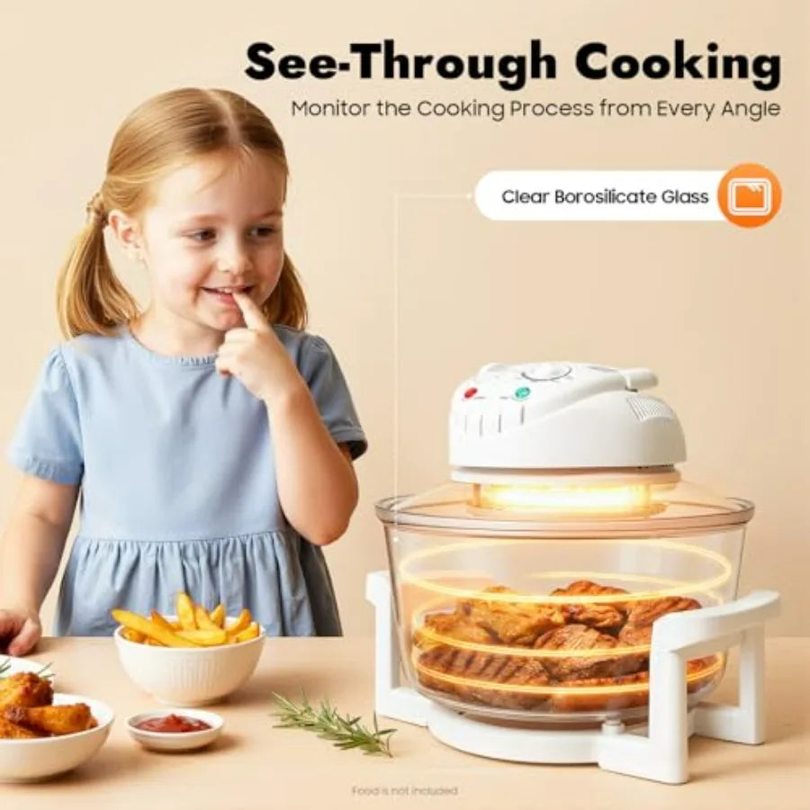 Extra Large Glass Turbo Air Fryer 17.96Qt 360 Viewable
