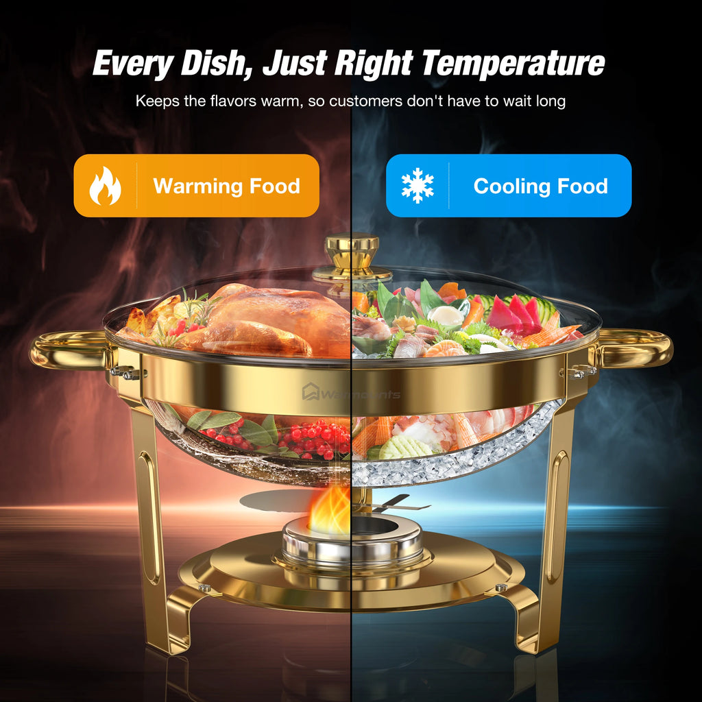 Round Chafing Dishes for Buffet 5 Qt,High