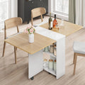 Wood Folding /Dining Table / 6 Wheels and 2-Layer Storage Shelf For Home Office, 47.2" D x 23.6" W x 29.5" H