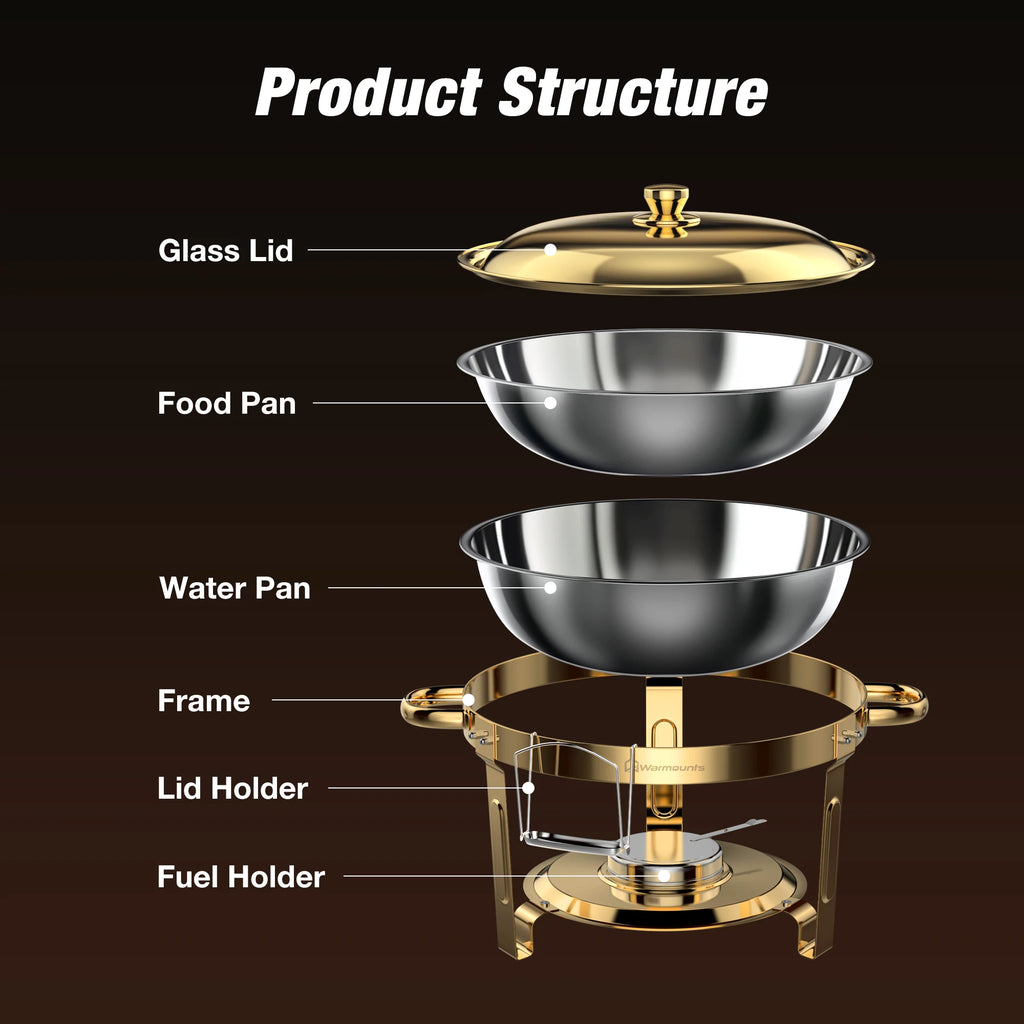 Round Chafing Dishes for Buffet 5 Qt,High