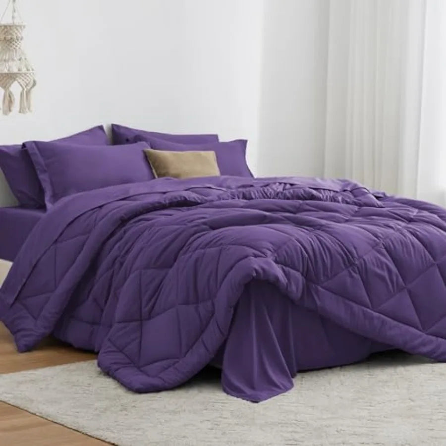 Comforter Set 7 Pieces Bed in a Bag All Season Bedding Sets