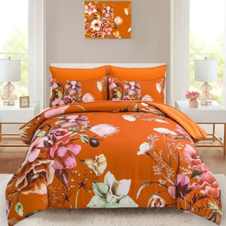 Floral Comforter Set 7 Pcs Flower Bed in a Bag