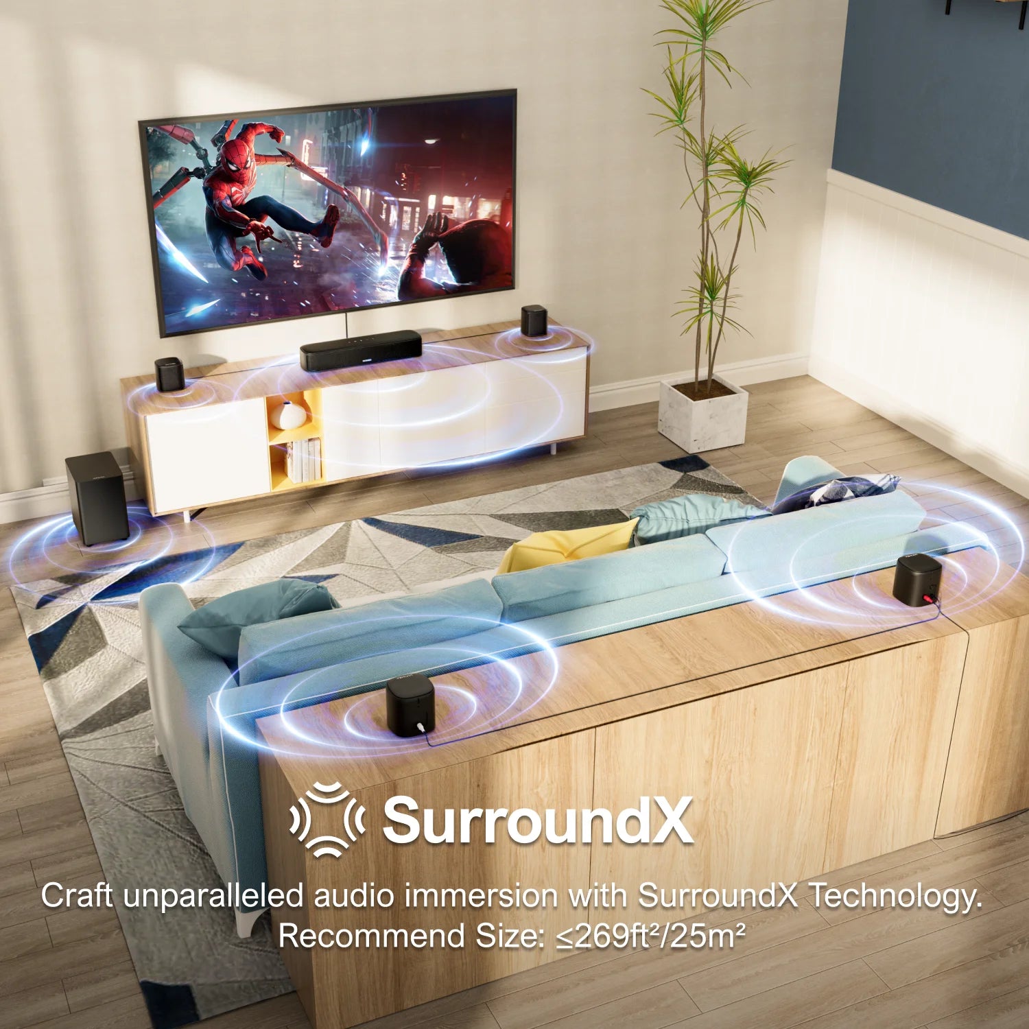ULTIMEA 7.1 Channel Sound Bar System for TV with 4 Surround Speakers,