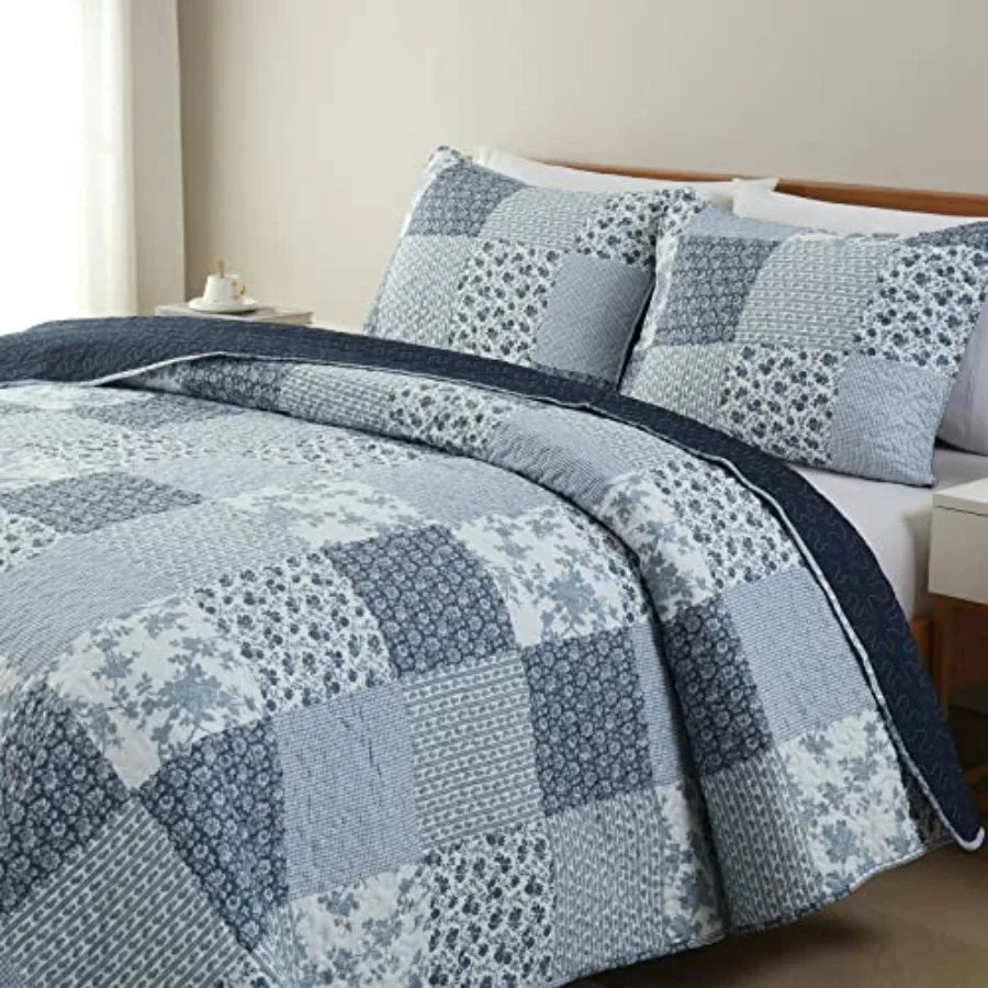 3-Piece King Quilt Set Lightweight Soft  Patchwork Bedspread