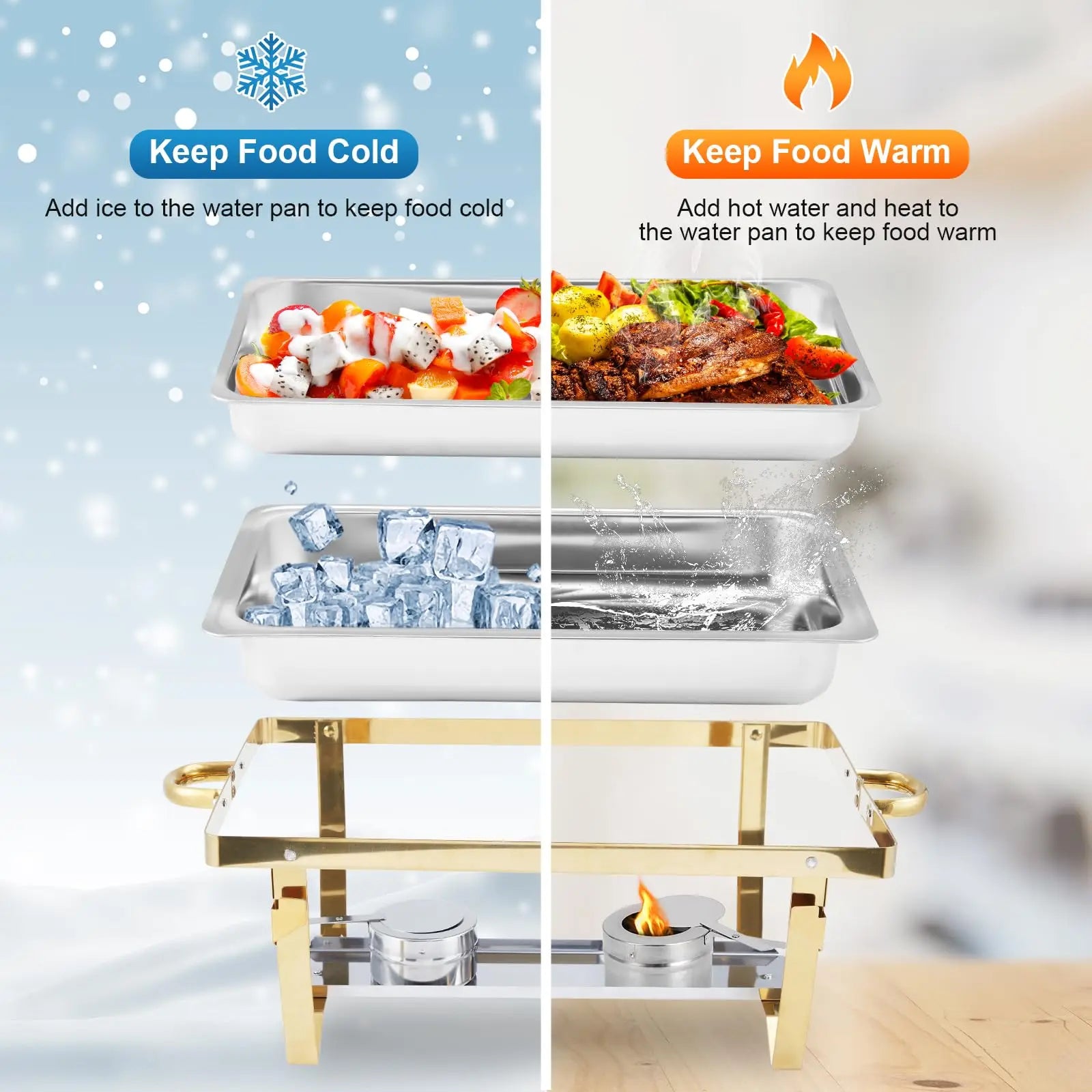 4 Pack Buffet Chafing Dish Set, 24.4X14X12 Inches Single Compartment