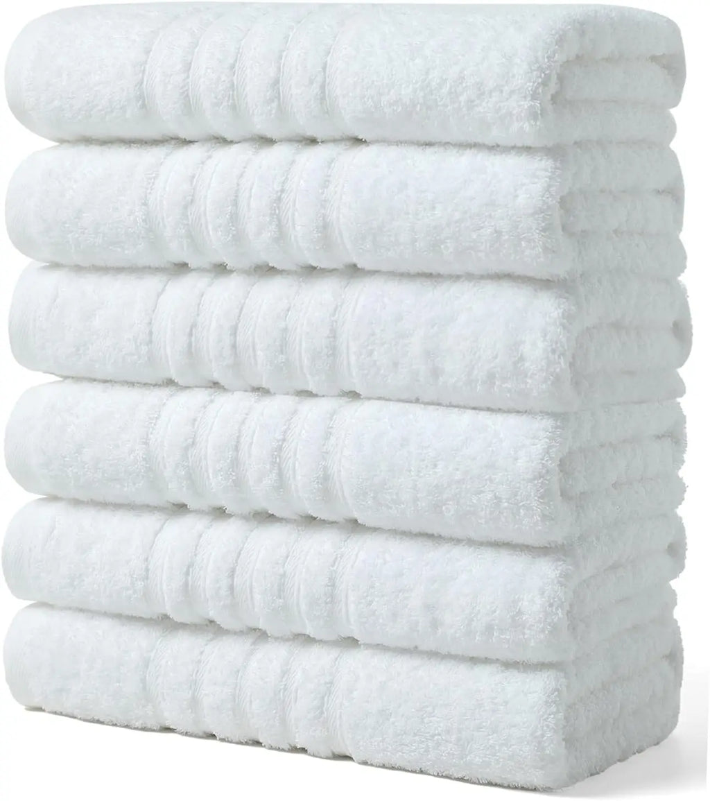 6-Pack 100% Cotton Bath Towels, 24x48 Inches,