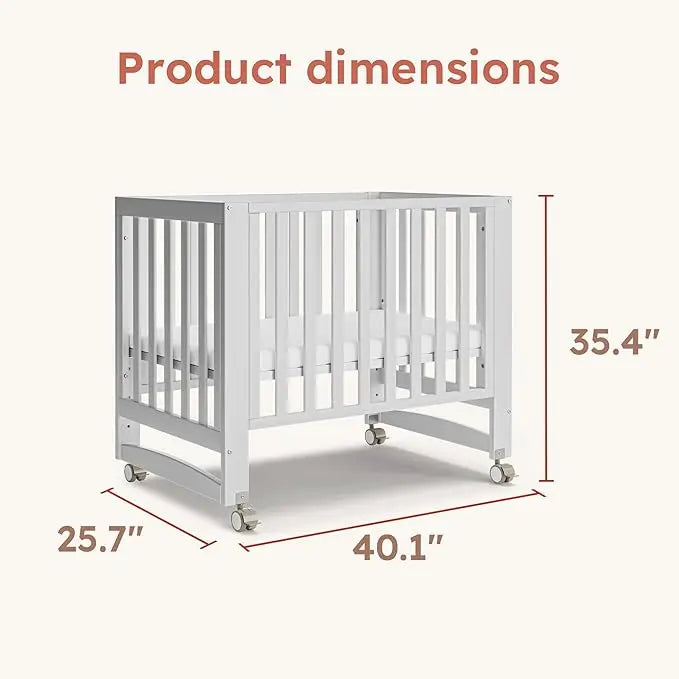 6-in-1 Portable Mini Crib with Mattress / Height Adjustable,