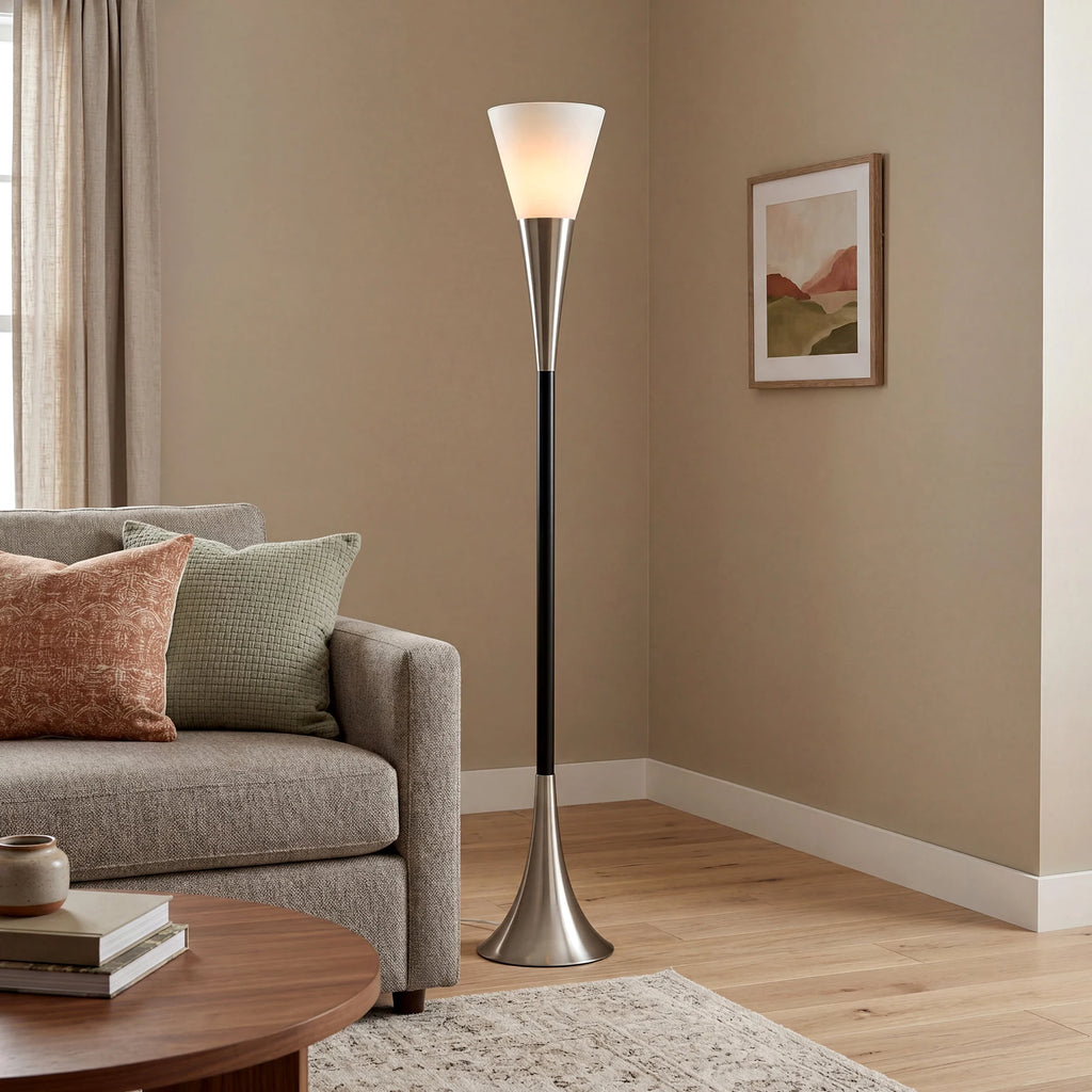 Tribesigns 72.8" Farmhouse Floor Lamp with Sandblasted Glass Lampshade,