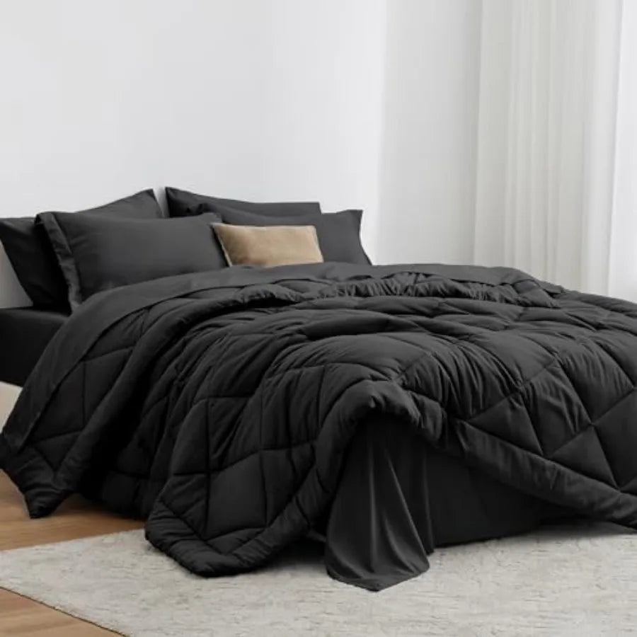 Comforter Set 7 Pieces Bed in a Bag All Season Bedding Sets