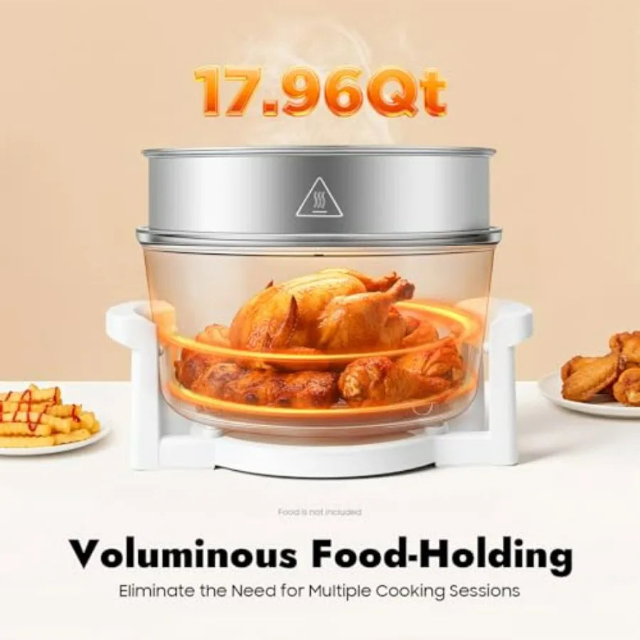 Extra Large Glass Turbo Air Fryer 17.96Qt 360 Viewable