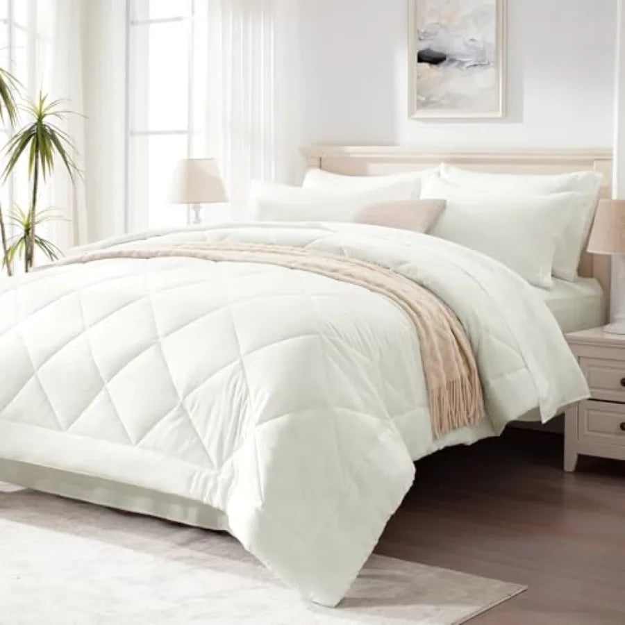 Comforter Set 7 Pieces Bed in a Bag All Season Bedding Sets