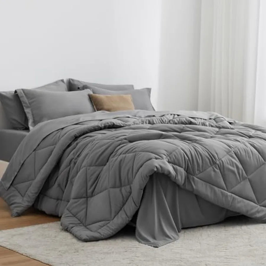 Comforter Set 7 Pieces Bed in a Bag All Season Bedding Sets