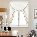 Luxury Sheer Valance with Beaded Tassels - Vintage Waterfall Swag Curtains