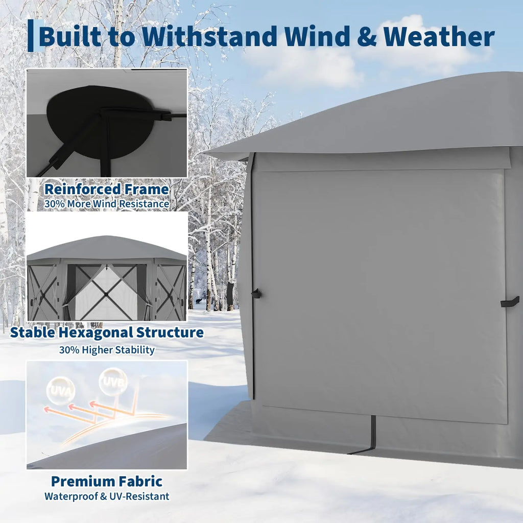 13FT  Gazebo 6-Sided  Canopy Tent With Mosquito Netting,