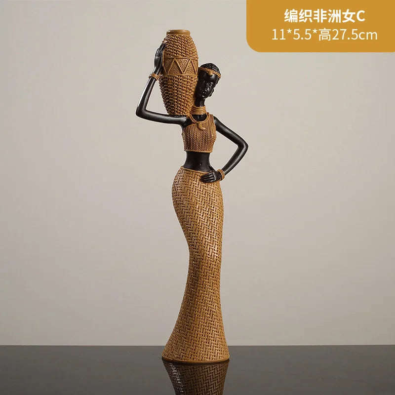 African Tribal Home Decor, Vintage Woven Pattern Resin Sculpture,