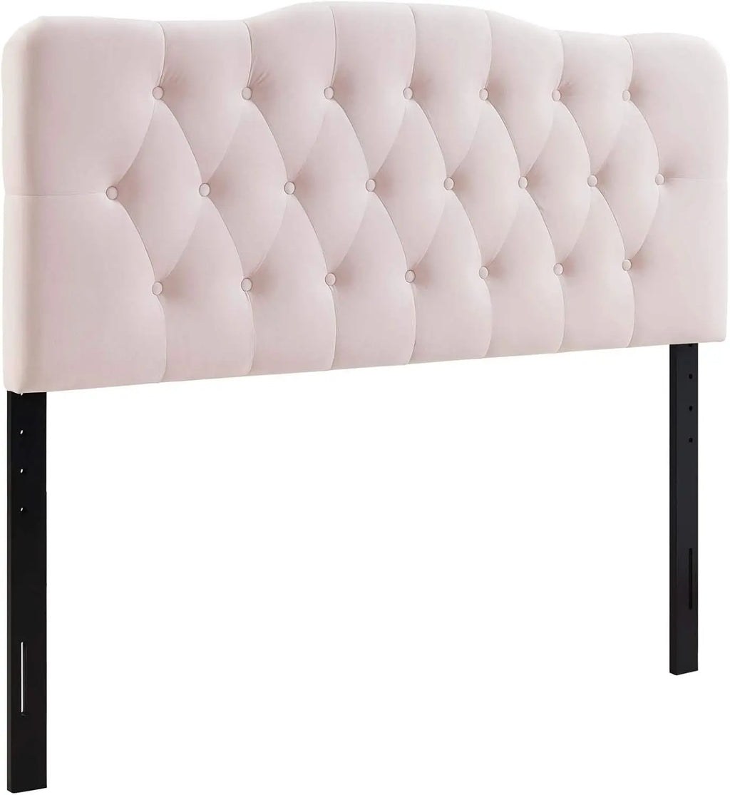 Blue Diamond Tufted Velvet Full Headboard with Performance Fabric,