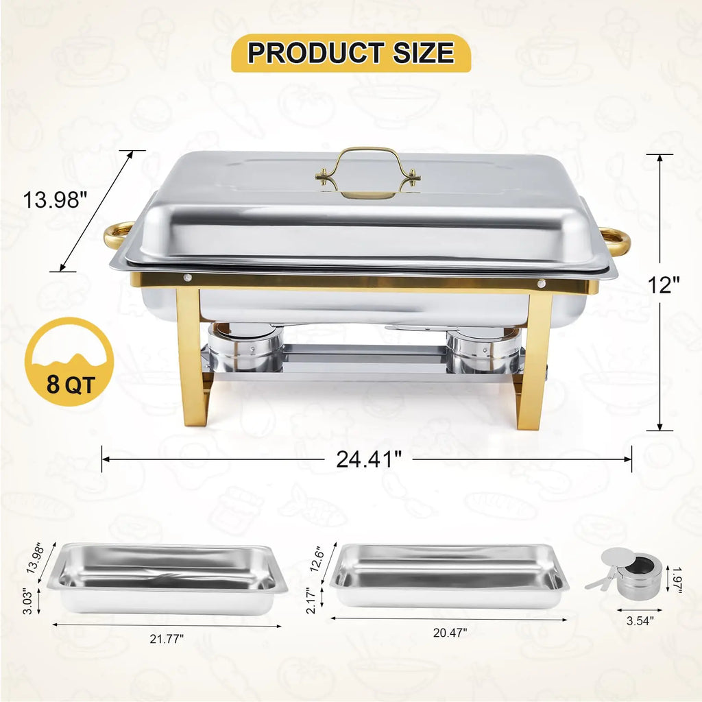 4 Pack Buffet Chafing Dish Set, 24.4X14X12 Inches Single Compartment
